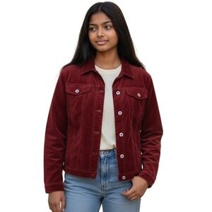 Sundance Women's Wren Jacket Red Velvet Button Front Cotton Vintage Large